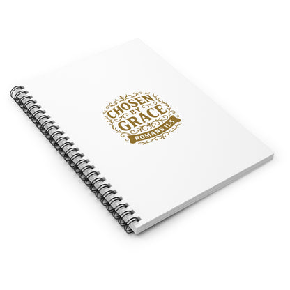 Chosen by Grace (Gold Lettering) Inspirational Spiral Notebook, Christian Journal, Bible Study Supplies, Faith Gift, Daily Planner - Cross Apparel USA