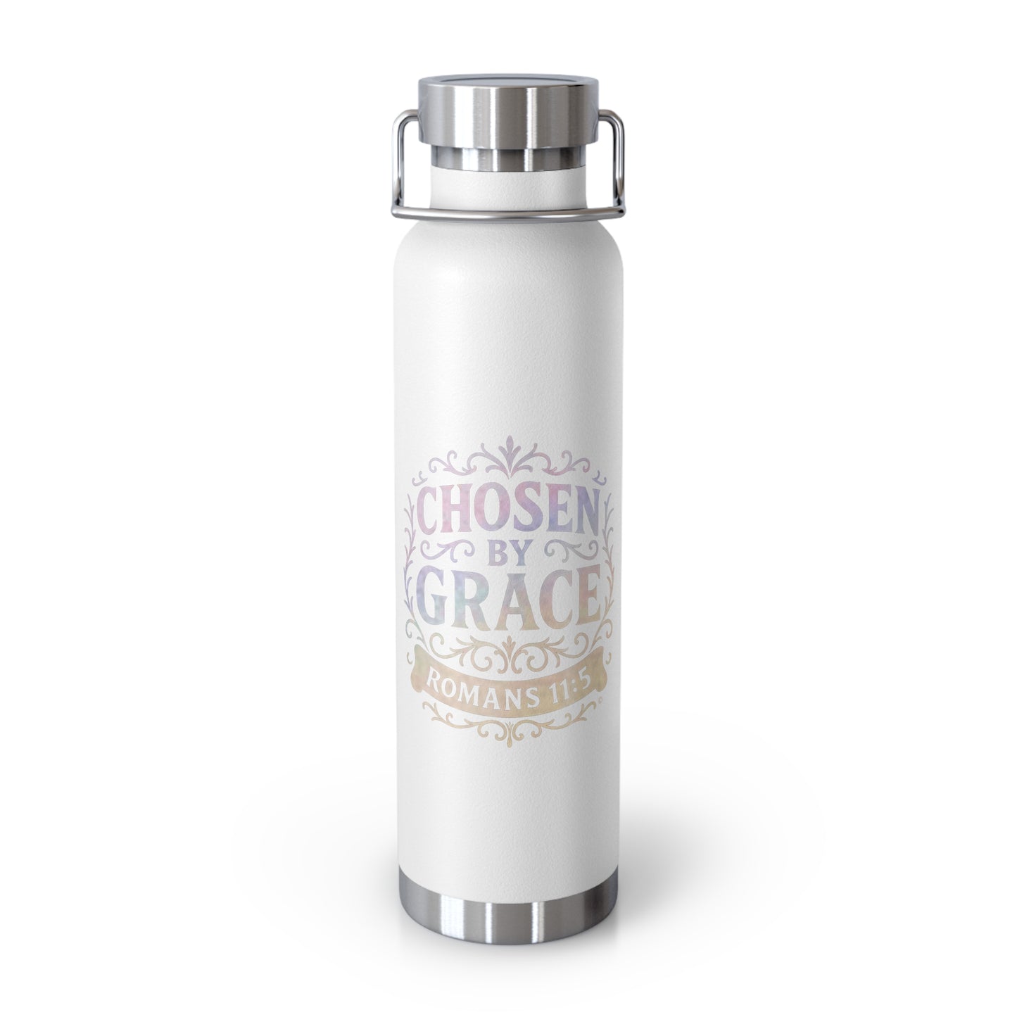 Chosen by Grace (Multi-color Limited Edition) Insulated Water Bottle, Motivational Gift, Faith-Based Drinkware, Inspirational Travel Mug, Biblical Verse Bottle - Cross Apparel USA