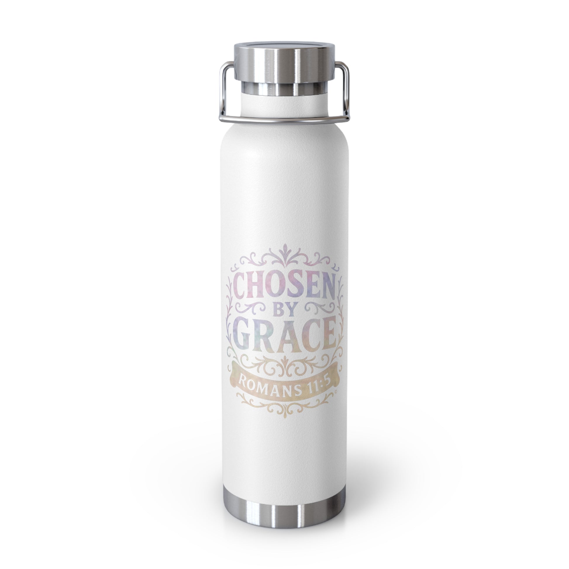 Chosen by Grace (Multi-color Limited Edition) Insulated Water Bottle, Motivational Gift, Faith-Based Drinkware, Inspirational Travel Mug, Biblical Verse Bottle - Cross Apparel USA