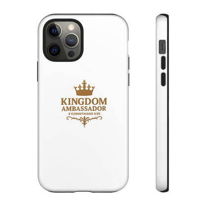 Kingdom Ambassador (Gold Lettering) Rugged Phone Case, Inspirational Mobile Cover, Gift for Faith Lovers, Faith-Based Protector