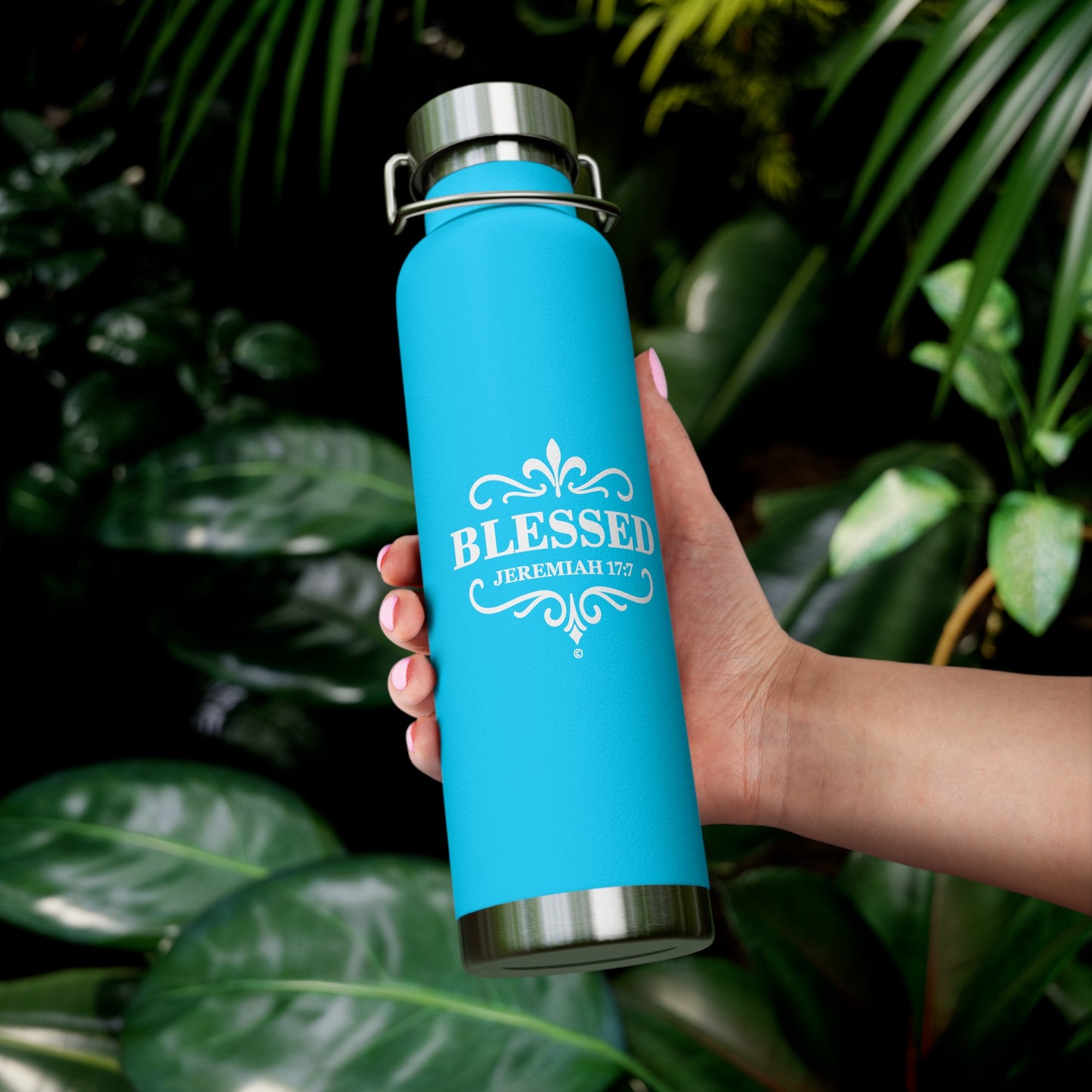 Blessed (White Lettering) Insulated Water Bottle, Large 22 oz.