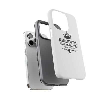 Kingdom Ambassador (Black Lettering) Rugged Phone Case, Inspirational Mobile Cover, Gift for Faith Lovers, Faith-Based Protector