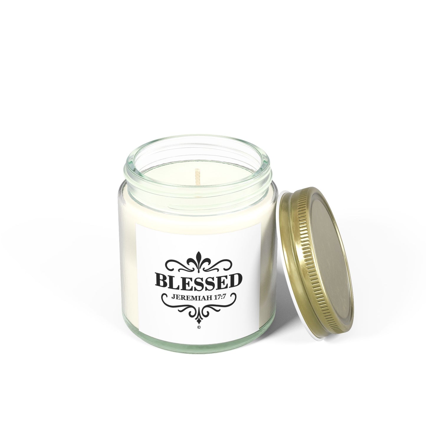 Blessed (Black Lettering) Scented Candle - Coconut Apricot Wax, Inspirational Home Decor, Relaxation, Gifts for Believers
