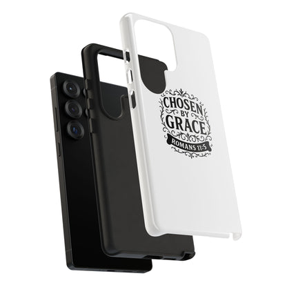 Chosen by Grace (Black Lettering), Rugged Phone Case, Inspirational Mobile Cover, Gift for Faith Lovers, Faith-Based Protector