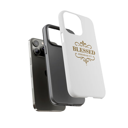 Blessed (Gold Lettering), Rugged Phone Case, Inspirational Mobile Cover, Gift for Faith Lovers, Faith-Based Protector