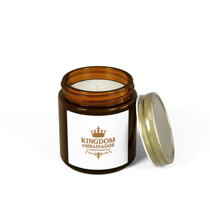 Kingdom Ambassador (Gold Lettering) Scented Candle - Coconut Apricot Wax, Inspirational Home Decor, Gifts for Believers, Relaxation