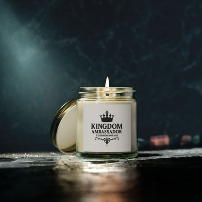 Kingdom Ambassador (Black Lettering) Scented Candle - Coconut Apricot Wax, Inspirational Home Decor, Gifts for Believers, Relaxation
