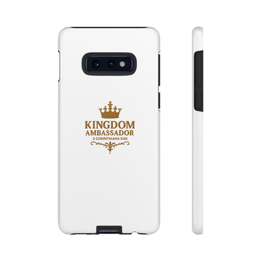 Kingdom Ambassador (Gold Lettering) Rugged Phone Case, Inspirational Mobile Cover, Gift for Faith Lovers, Faith-Based Protector