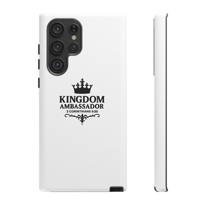 Kingdom Ambassador (Black Lettering) Rugged Phone Case, Inspirational Mobile Cover, Gift for Faith Lovers, Faith-Based Protector - Cross Apparel USA
