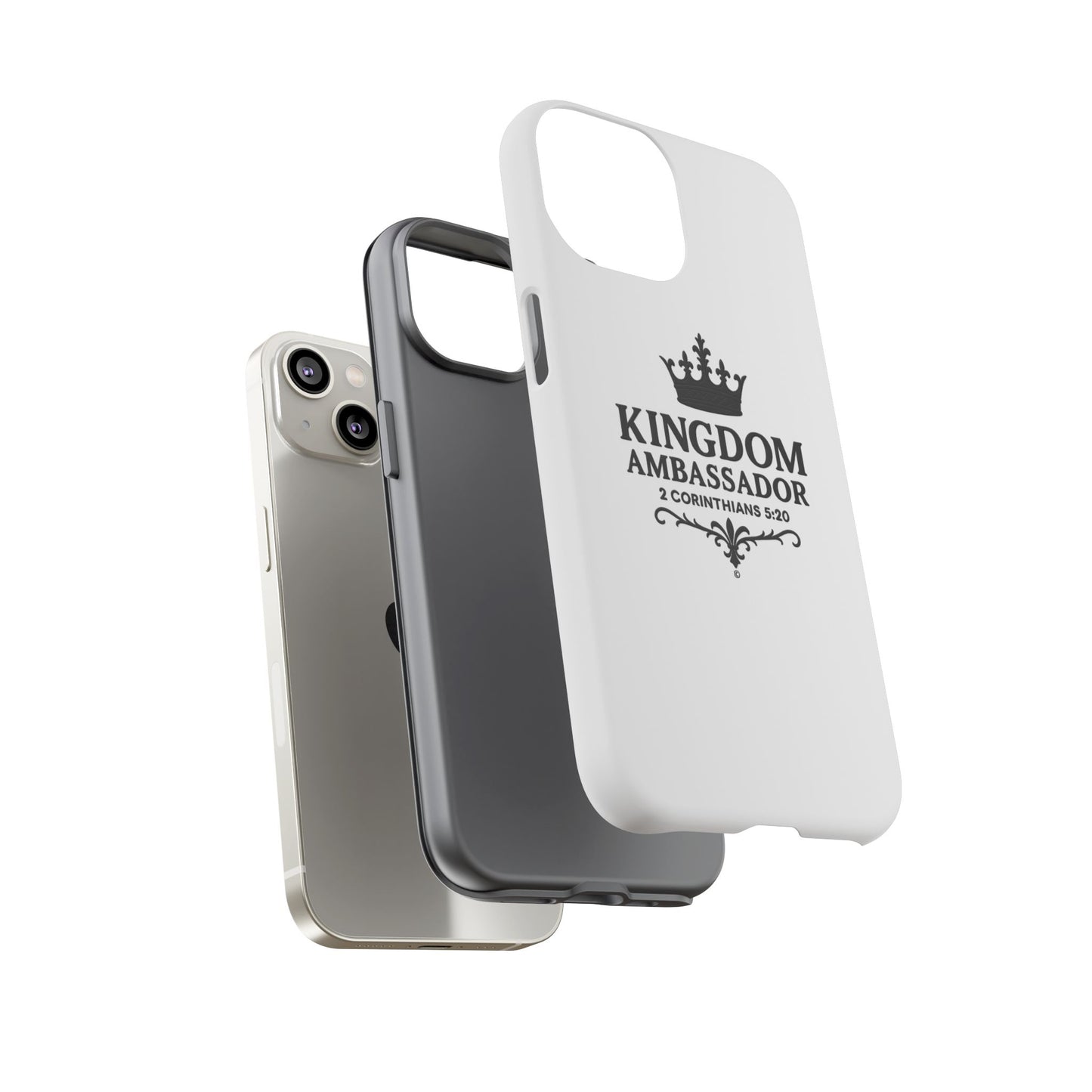 Kingdom Ambassador (Black Lettering) Rugged Phone Case, Inspirational Mobile Cover, Gift for Faith Lovers, Faith-Based Protector