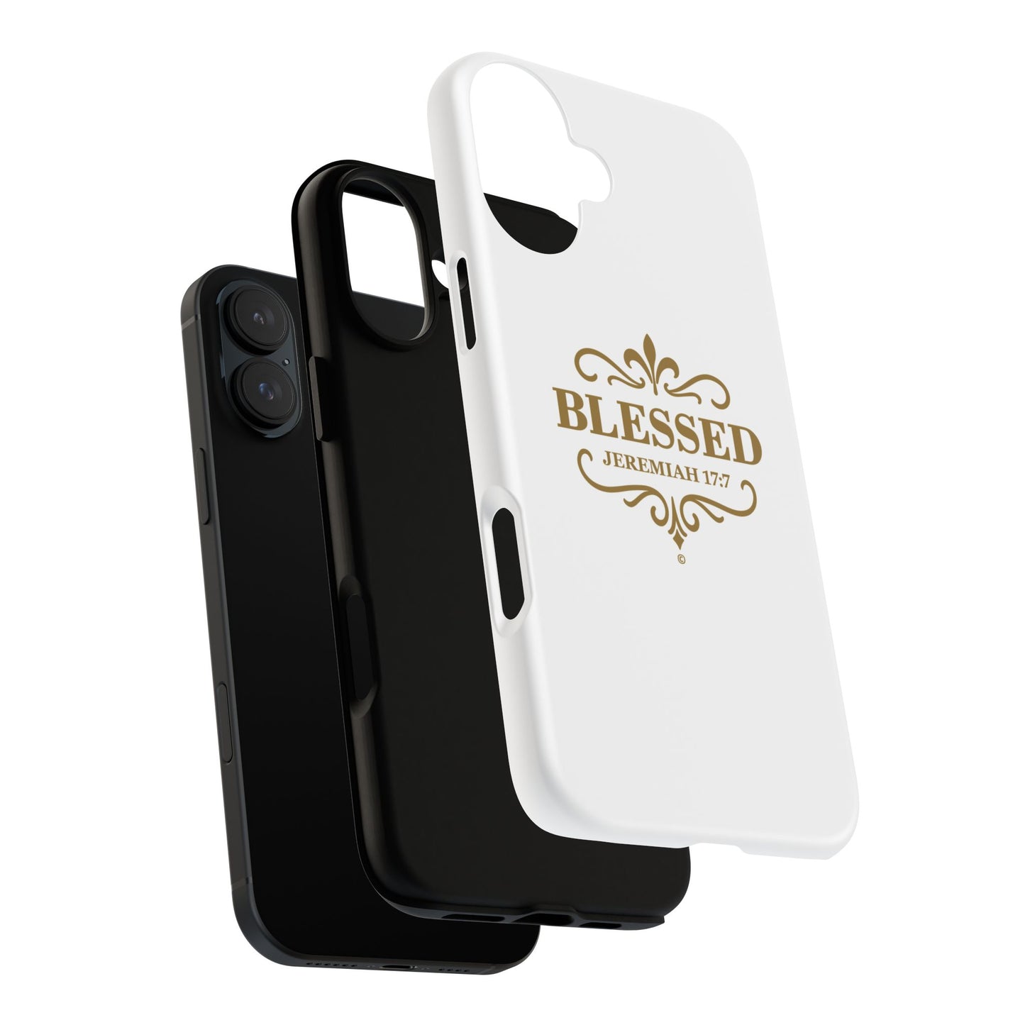 Blessed (Gold Lettering), Rugged Phone Case, Inspirational Mobile Cover, Gift for Faith Lovers, Faith-Based Protector