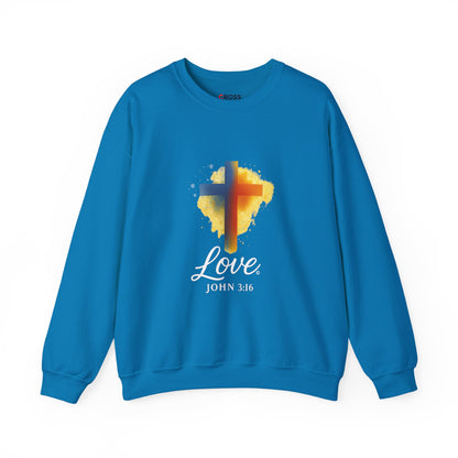 Love (White Lettering) Unisex Crewneck Sweatshirt, Inspirational Apparel, Casual Wear, Gift for Believers, Church Outing Attire, Daily Comfort Wear