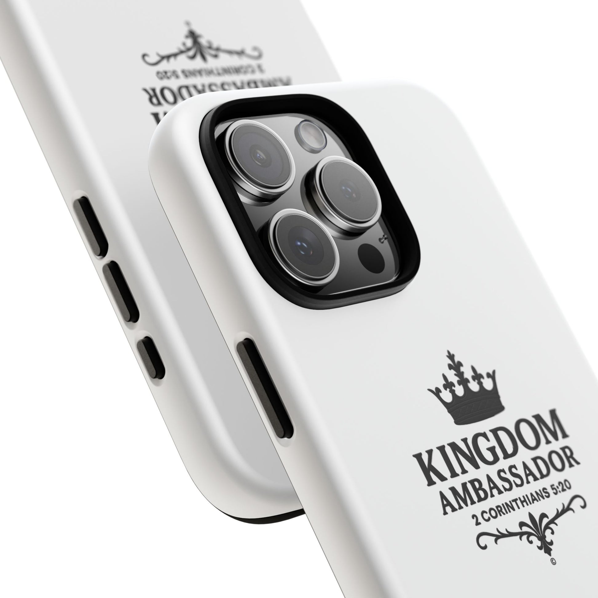 Kingdom Ambassador (Black Lettering) Rugged Phone Case, Inspirational Mobile Cover, Gift for Faith Lovers, Faith-Based Protector - Cross Apparel USA