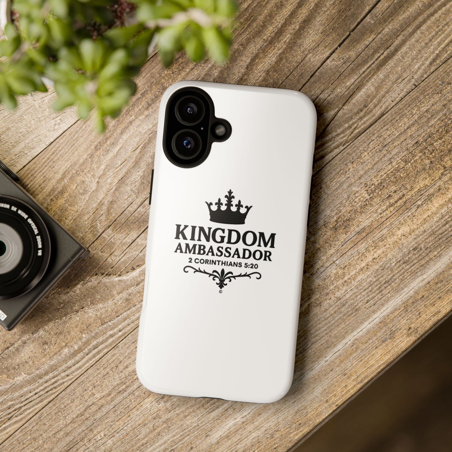 Kingdom Ambassador (Black Lettering) Rugged Phone Case, Inspirational Mobile Cover, Gift for Faith Lovers, Faith-Based Protector