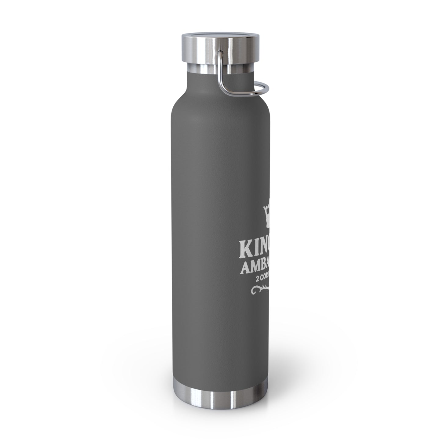 Kingdom Ambassador (White Lettering) Insulated Water Bottle, 22oz - Motivational Gift for Believers, Holiday, Travel, Fitness, Eco-Friendly