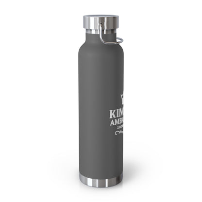 Kingdom Ambassador (White Lettering) Insulated Water Bottle, 22oz - Motivational Gift for Believers, Holiday, Travel, Fitness, Eco-Friendly