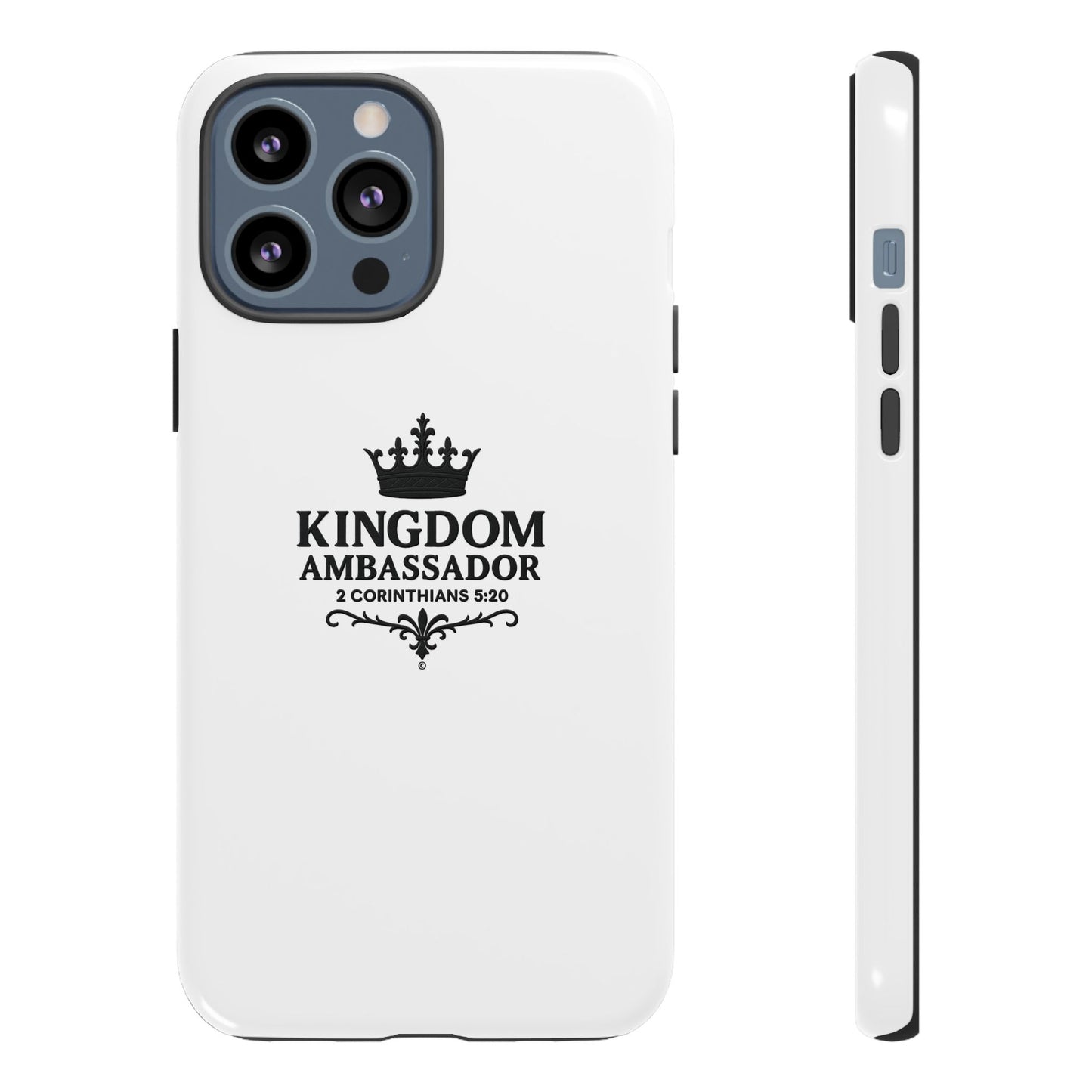 Kingdom Ambassador (Black Lettering) Rugged Phone Case, Inspirational Mobile Cover, Gift for Faith Lovers, Faith-Based Protector - Cross Apparel USA