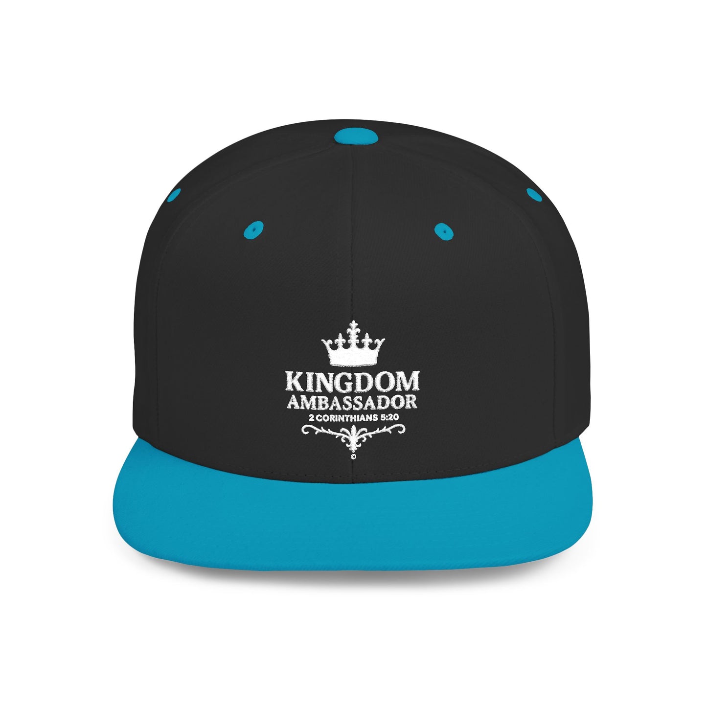 Kingdom Ambassador (White Lettering) Embroidered Flat Bill Snapback Hat, Adjustable Baseball Cap, Inspirational Streetwear, Gift for Believers, Faith-based Accessories