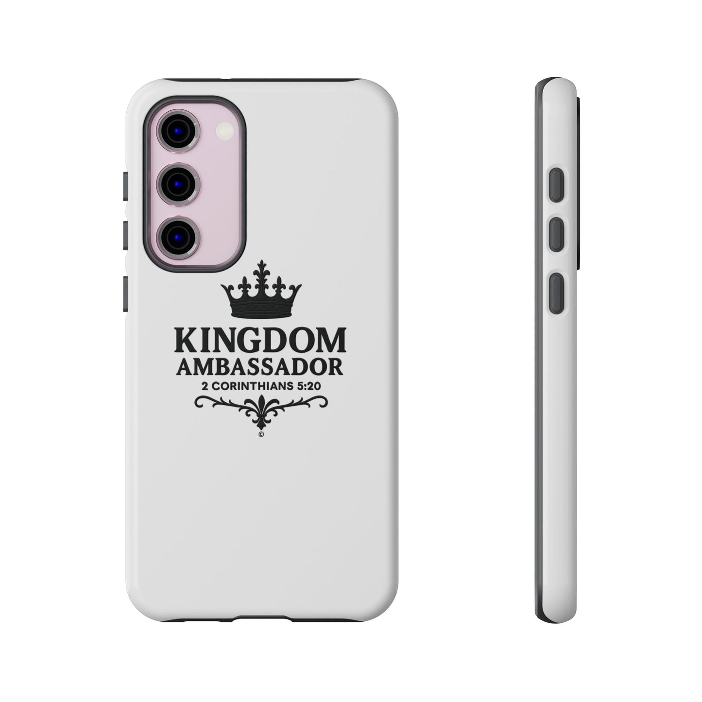 Kingdom Ambassador (Black Lettering) Rugged Phone Case, Inspirational Mobile Cover, Gift for Faith Lovers, Faith-Based Protector
