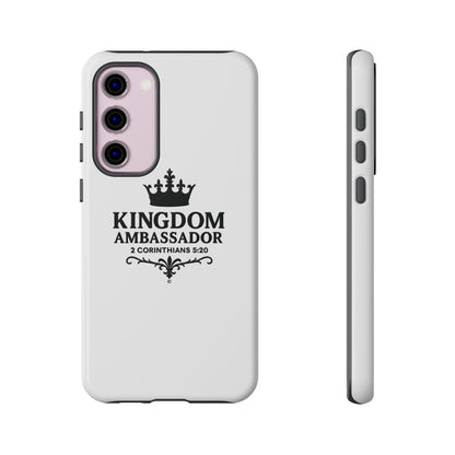 Kingdom Ambassador (Black Lettering) Rugged Phone Case, Inspirational Mobile Cover, Gift for Faith Lovers, Faith-Based Protector