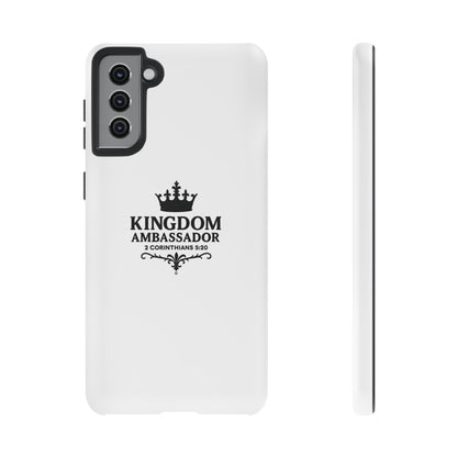 Kingdom Ambassador (Black Lettering) Rugged Phone Case, Inspirational Mobile Cover, Gift for Faith Lovers, Faith-Based Protector - Cross Apparel USA