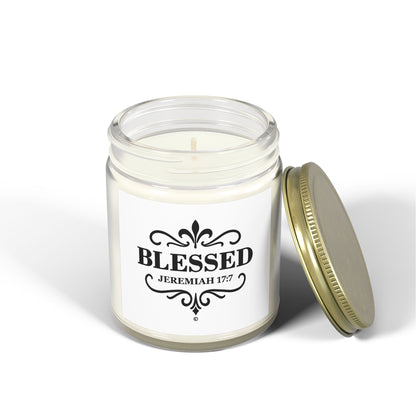 Blessed (Black Lettering) Scented Candle - Coconut Apricot Wax, Inspirational Home Decor, Relaxation, Gifts for Believers