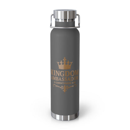 Kingdom Ambassador (Gold Lettering) Insulated Water Bottle, 22oz - Motivational Gift for Believers, Holiday, Travel, Fitness, Eco-Friendly
