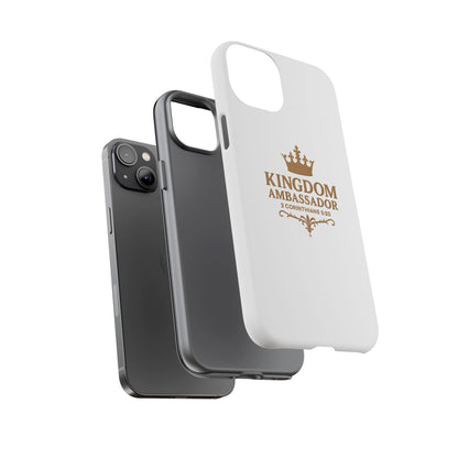 Kingdom Ambassador (Gold Lettering) Rugged Phone Case, Inspirational Mobile Cover, Gift for Faith Lovers, Faith-Based Protector