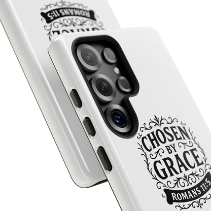 Chosen by Grace (Black Lettering), Rugged Phone Case, Inspirational Mobile Cover, Gift for Faith Lovers, Faith-Based Protector