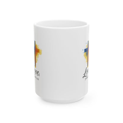 Love (Full Color) Ceramic Mug, Inspirational Gift, Coffee Cup for Faith, Gift of Believers, Devotional Drinkware (11oz, 15oz)