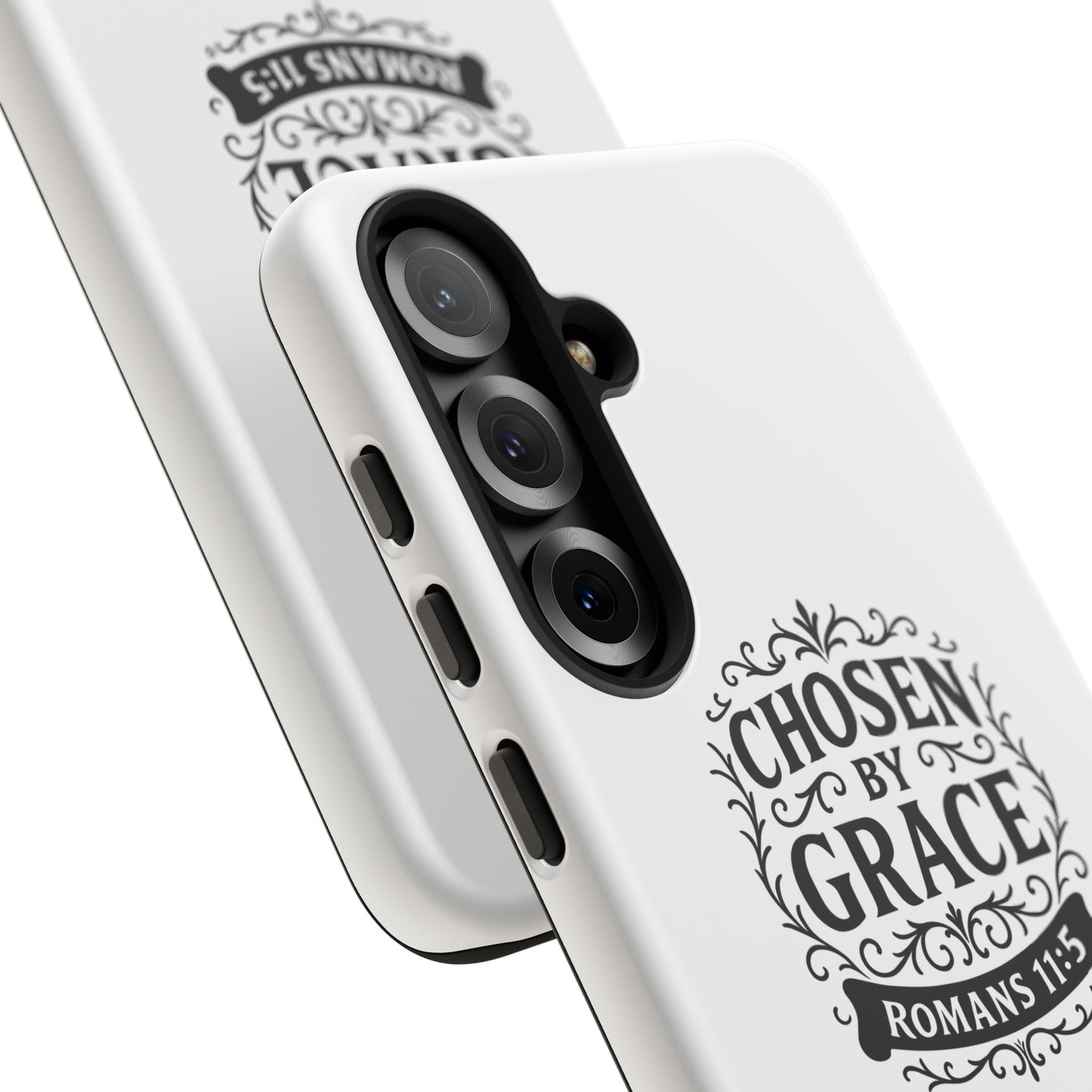 Chosen by Grace (Black Lettering), Rugged Phone Case, Inspirational Mobile Cover, Gift for Faith Lovers, Faith-Based Protector