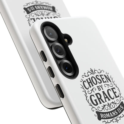 Chosen by Grace (Black Lettering), Rugged Phone Case, Inspirational Mobile Cover, Gift for Faith Lovers, Faith-Based Protector