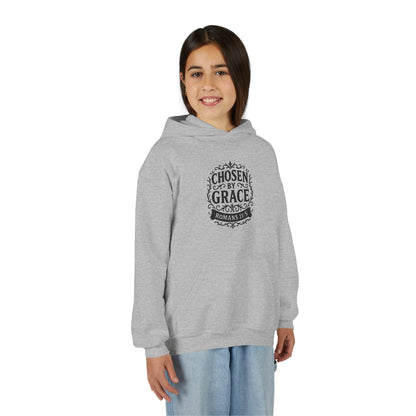 Chosen by Grace (Black Lettering) Youth Heavy Blend Hooded Sweatshirt