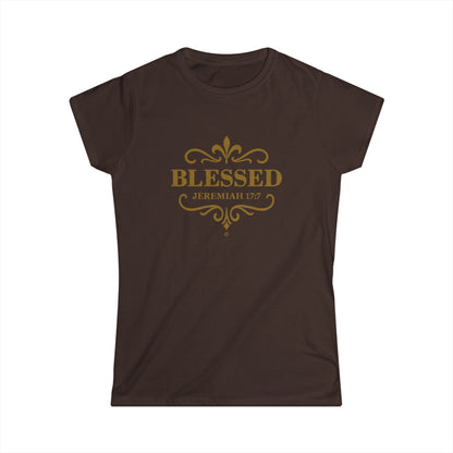 Blessed (Gold Lettering) Women's Softstyle Tee - Cross Apparel USA