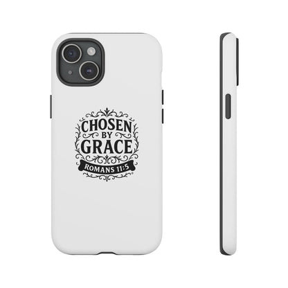 Chosen by Grace (Black Lettering), Rugged Phone Case, Inspirational Mobile Cover, Gift for Faith Lovers, Faith-Based Protector