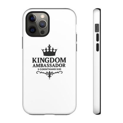 Kingdom Ambassador (Black Lettering) Rugged Phone Case, Inspirational Mobile Cover, Gift for Faith Lovers, Faith-Based Protector