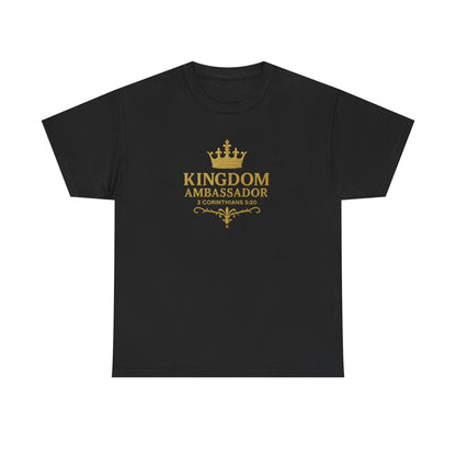Kingdom Ambassador (Gold Lettering) Unisex Heavy Cotton Tee - Cross Apparel USA