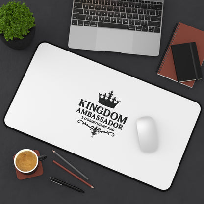 Kingdom Ambassador (Black Lettering) Desk Mat - Inspirational Office Decor, Christian Gift, Desk Accessory, Motivational Workspace - Cross Apparel USA
