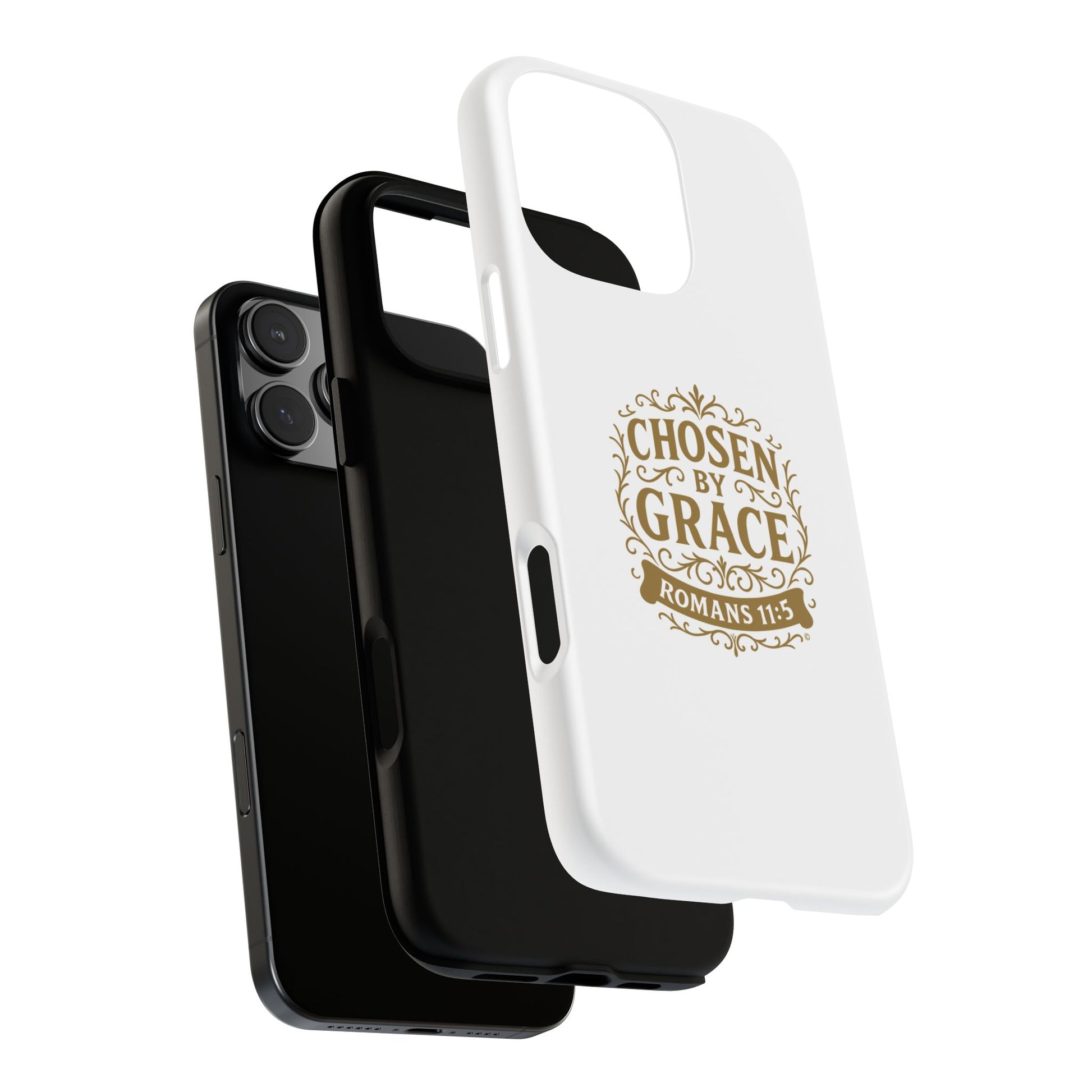 Chosen by Grace (Gold Lettering), Rugged Phone Case, Inspirational Mobile Cover, Gift for Faith Lovers, Faith-Based Protector - Cross Apparel USA