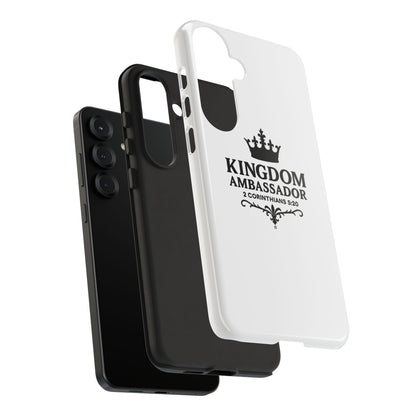 Kingdom Ambassador (Black Lettering) Rugged Phone Case, Inspirational Mobile Cover, Gift for Faith Lovers, Faith-Based Protector