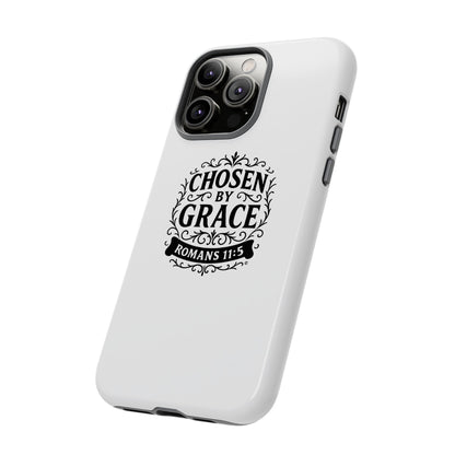 Chosen by Grace (Black Lettering), Rugged Phone Case, Inspirational Mobile Cover, Gift for Faith Lovers, Faith-Based Protector