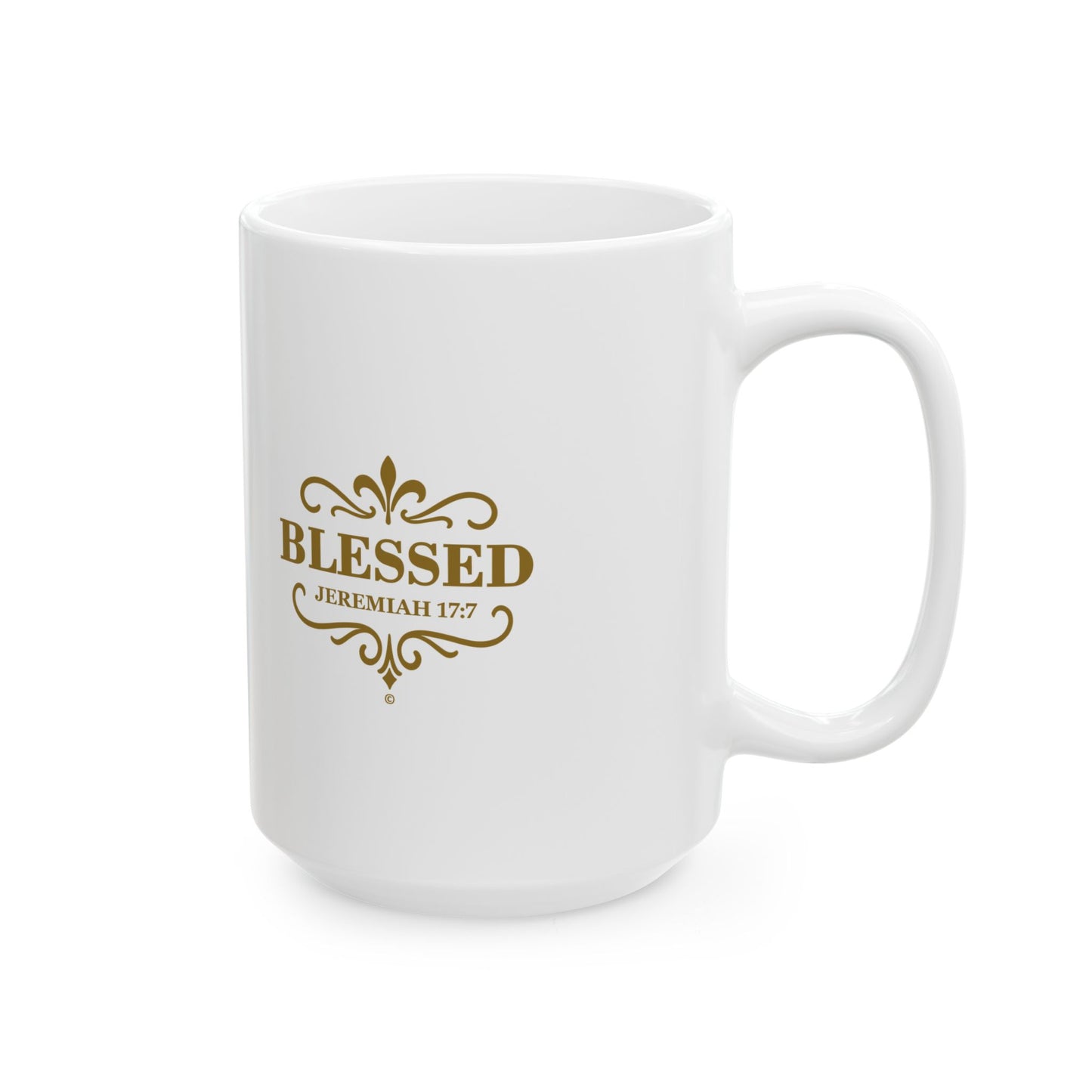 Blessed (Gold Lettering) Ceramic Mug, Inspirational Gift, Coffee Cup for Faith, Gift of Believers, Devotional Drinkware (11oz, 15oz)