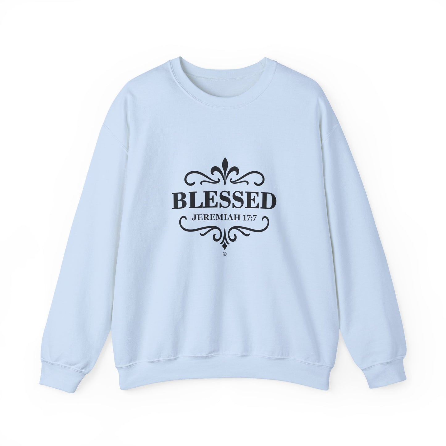 Blessed (Black Lettering) Unisex Crewneck Sweatshirt - Inspirational Gift, Christian Apparel, Faith-Based Fashion, Cozy Casual Wear, Bible Verse Sweatshirt