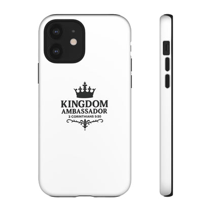 Kingdom Ambassador (Black Lettering) Rugged Phone Case, Inspirational Mobile Cover, Gift for Faith Lovers, Faith-Based Protector - Cross Apparel USA