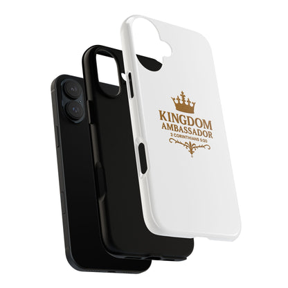 Kingdom Ambassador (Gold Lettering) Rugged Phone Case, Inspirational Mobile Cover, Gift for Faith Lovers, Faith-Based Protector