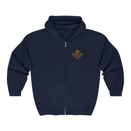 Kingdom Ambassador (Gold Lettering) Zip-Up Hoodie - Cozy Unisex Sweatshirt for Inspirational Style