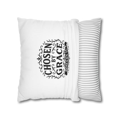 Chosen by Grace (Black Lettering) Square Pillow Cover | Inspirational Home Decor | Gifts for Faith (Pillow not included)