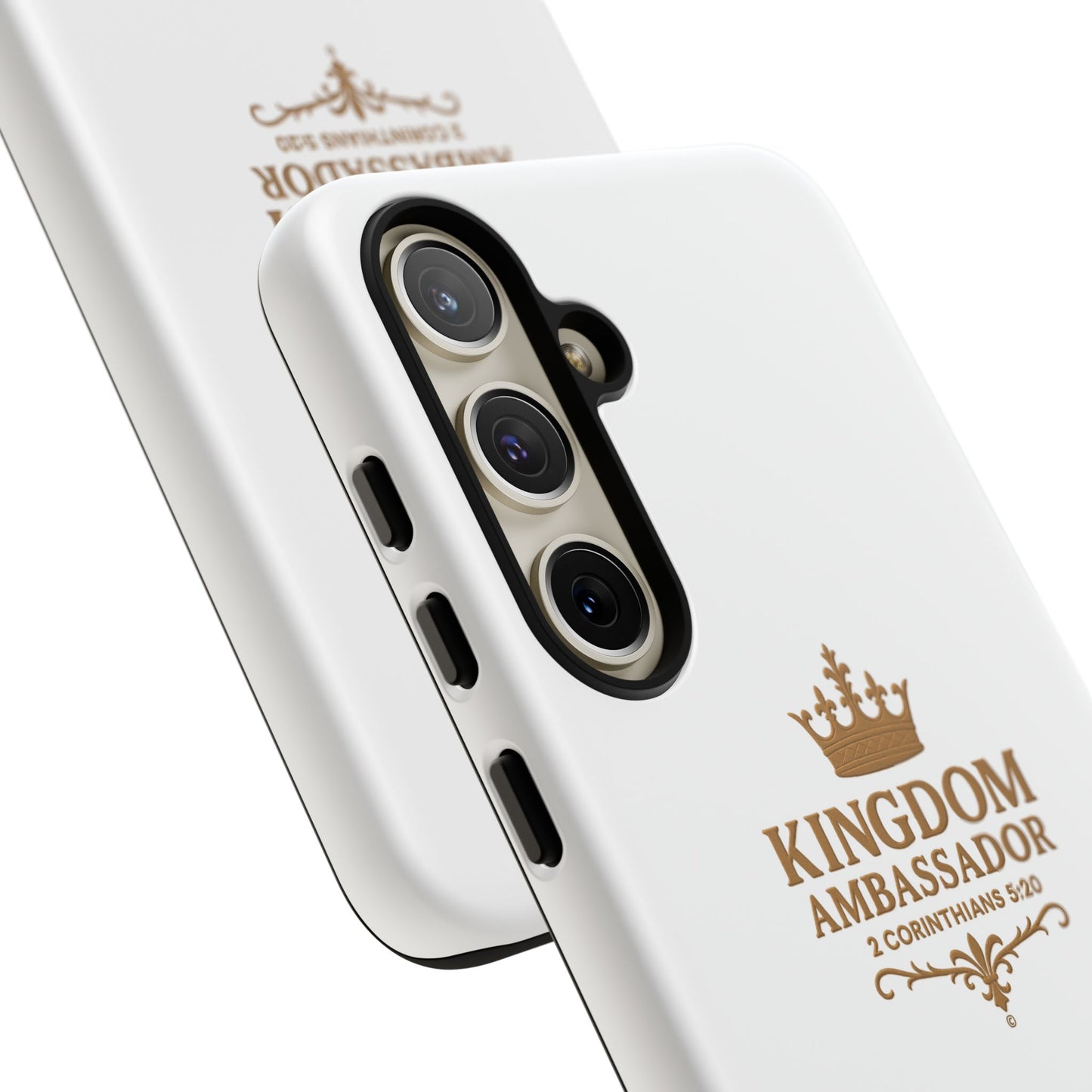 Kingdom Ambassador (Gold Lettering) Rugged Phone Case, Inspirational Mobile Cover, Gift for Faith Lovers, Faith-Based Protector