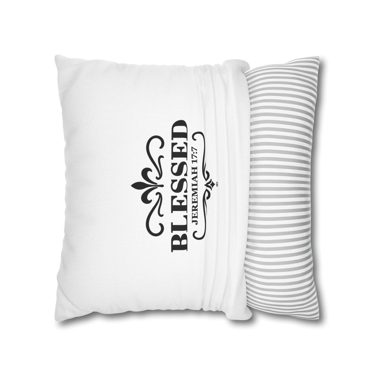 Blessed (Black Lettering) Square Pillow Cover | Inspirational Home Decor | Gifts for Faith (Pillow not included)