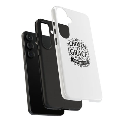 Chosen by Grace (Black Lettering), Rugged Phone Case, Inspirational Mobile Cover, Gift for Faith Lovers, Faith-Based Protector